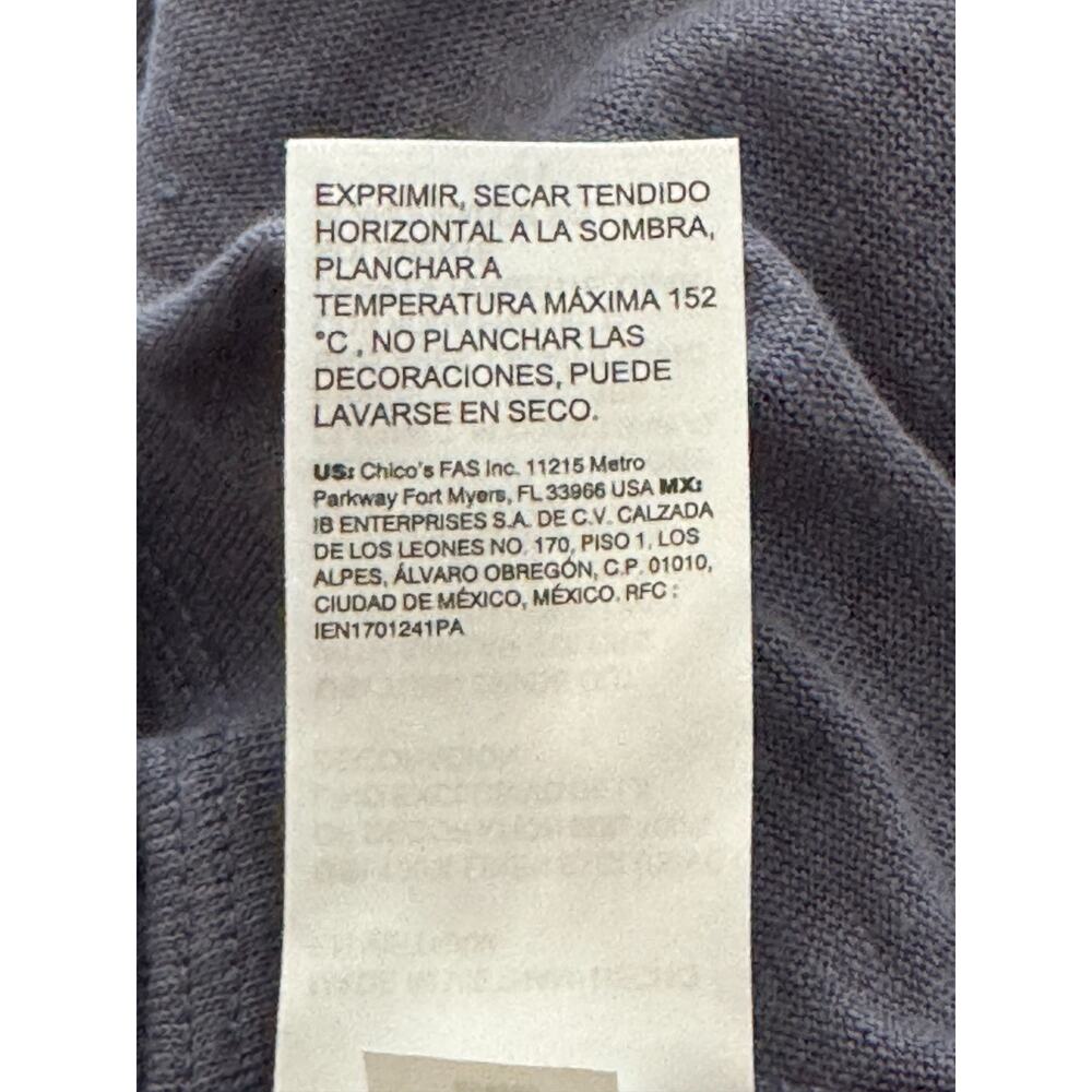 Chicos Beaded Neck 100% Linen Tunic Top Gray Purple Sz 0 Small US 4-6 - Picture 6 of 7